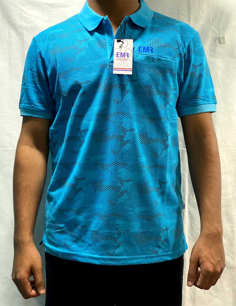 Printed Polo T-shirt Blue